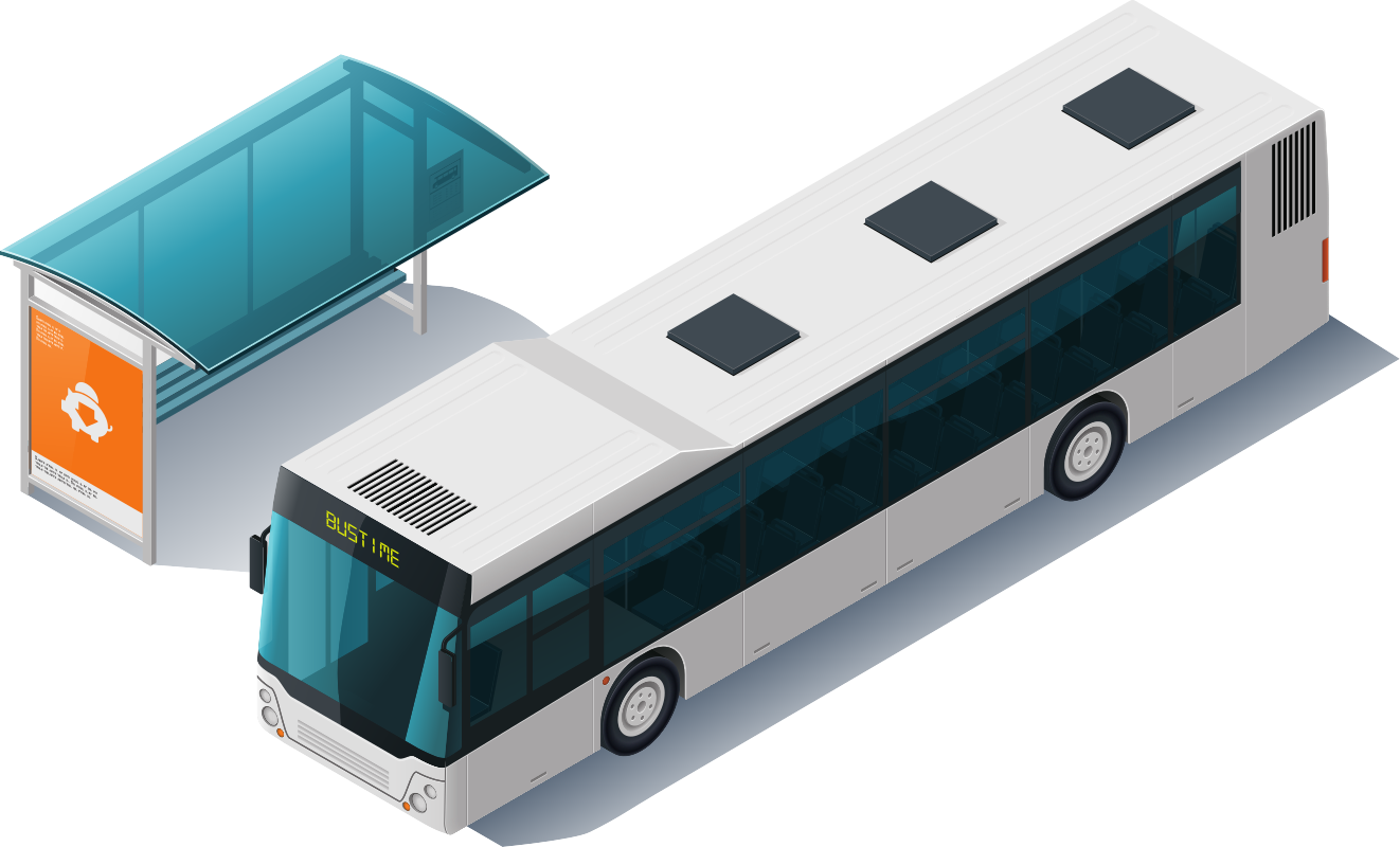 автобус рядом с остановкой